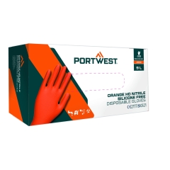 Gant jetable nitrile haute résistance 0.18mm boîte de 100 Orange – Portwest A930