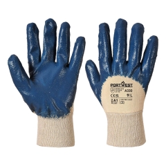 Gant nitrile dos aéré poignet tricot Marine – Portwest A330, lot de 12 paires