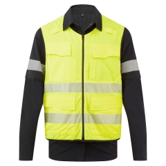 Chemise haute visibilité manches modulables avec gilet détachable Noir/jaune – Portwest BX322