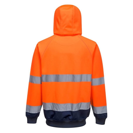 Sweat à capuche bicolore haute visibilité classe 3 Orange/marine – Portwest B316