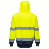 Sweat à capuche bicolore haute visibilité classe 3 Jaune/marine – Portwest B316