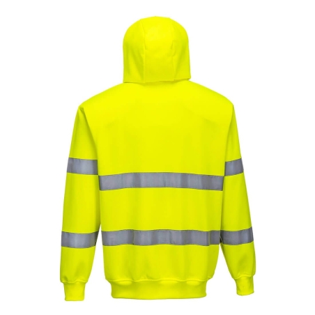 Sweat zippé à capuche haute visibilité classe 3 Jaune – Portwest B305