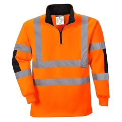 Sweatshirt rugby haute visibilité classe 3 avec empiècements genoux Orange – Portwest B308