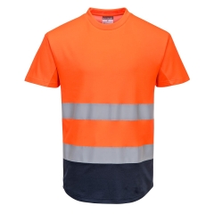 Tee-shirt de travail haute visibilité mesh bicolore Orange/marine – Portwest C395