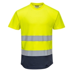 Tee-shirt de travail haute visibilité mesh bicolore Jaune/marine – Portwest C395