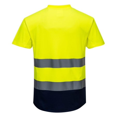 Tee-shirt de travail haute visibilité mesh bicolore Jaune/marine – Portwest C395