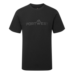 T-shirt en coton manches courtes logo embossé Noir – Portwest B198