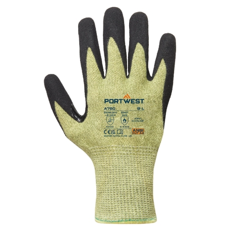 Gant arc électrique ignifugé anti-coupure niveau D Vert/noir – Portwest A780