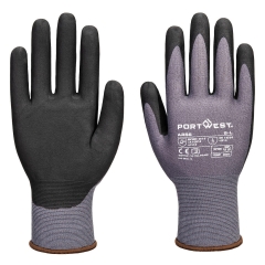 Gant ESD enduit micro-mousse nitrile antistatique Gris/noir – Portwest A356, lot de 12 paires