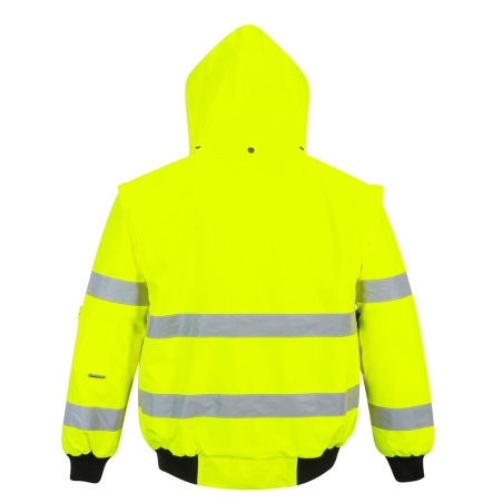 Blouson bomber haute visibilité 3 en 1 avec capuche amovible Jaune – Portwest C467