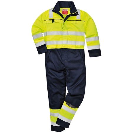 Combinaison haute visibilité multi-risques Bizflame Jaune/marine – Portwest FR60