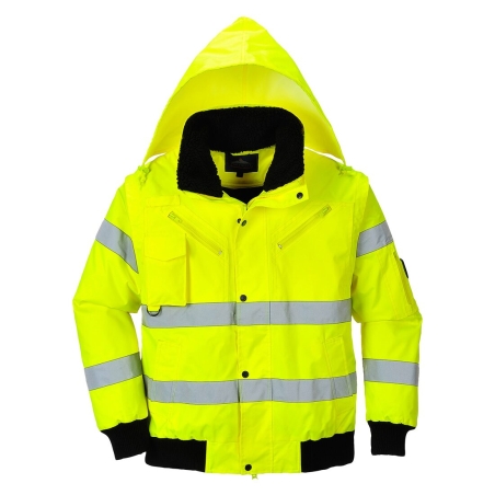 Blouson bomber haute visibilité 3 en 1 avec capuche amovible Jaune – Portwest C467