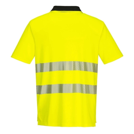 Polo haute visibilité manches courtes classe 2 bandes réfléchissantes Jaune/noir – Portwest DX412
