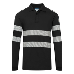 Polo manches longues ignifugé antistatique protection arc électrique Noir – Portwest FR733