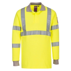 Polo manches longues ignifugé antistatique haute visibilité classe 3 Jaune – Portwest FR77