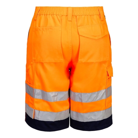 Bermuda de travail haute visibilité poly-coton Orange/marine – Portwest E043