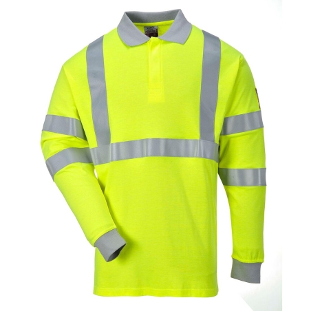 Polo manches longues ignifugé antistatique haute visibilité classe 3 Jaune – Portwest FR77