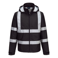 Veste de pluie légère pliable à capuche amovible Noir – Portwest F442