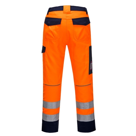 Pantalon multirisque ignifugé arc électrique haute visibilité Orange/marine – Portwest MV36