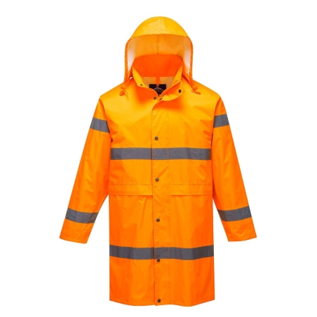 Manteau de pluie haute visibilité 100 cm classe 3 Orange – Portwest H442