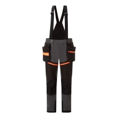 Pantalon de pluie imperméable stretch avec bavette amovible Gris métal – Portwest EV443