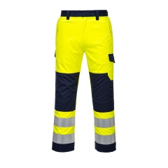 Pantalon haute visibilité multirisque ignifugé antistatique arc électrique Jaune/marine – Portwest MV46