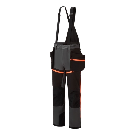 Pantalon de pluie imperméable stretch avec bavette amovible Gris métal – Portwest EV443