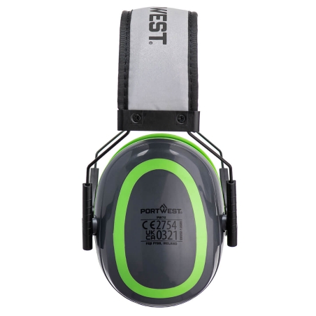 Protection auditive haute visibilité atténuation basse SNR 26dB Gris/vert – Portwest PW72