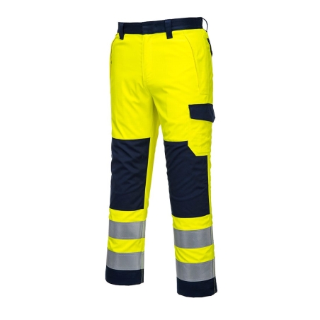 Pantalon haute visibilité multirisque ignifugé antistatique arc électrique Jaune/marine – Portwest MV46