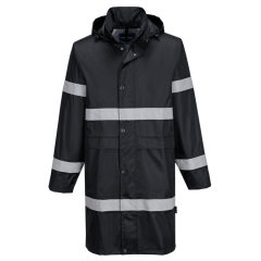 Veste de pluie longue imperméable à capuche intégrée Noir – Portwest F437