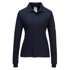 Polo femme manches longues ignifugé antistatique arc électrique Marine – Portwest FR758