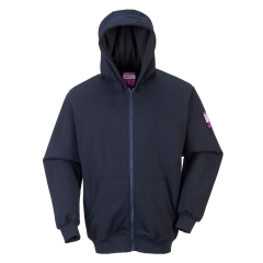 Sweatshirt zippé à capuche résistant à la flamme et arc électrique Marine – Portwest FR81