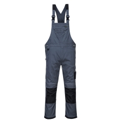 Cotte à bretelles de travail multipoches avec genouillères Gris zoom/noir – Portwest PW346