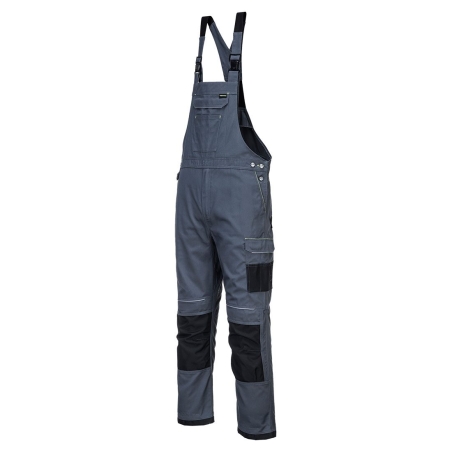 Cotte à bretelles de travail multipoches avec genouillères Gris zoom/noir – Portwest PW346