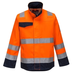 Veste multi-normes ignifugée haute visibilité arc électrique Orange/marine – Portwest MV35