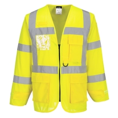 Veste haute visibilité Executive manches longues multipoches Jaune – Portwest S475