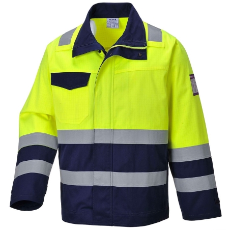 Veste haute visibilité ignifugée antistatique arc électrique Jaune/marine – Portwest MV25
