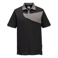 Polo manches courtes coupe active interlock poly-coton Noir/zoom gris – Portwest PW210