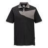 Polo manches courtes coupe active interlock poly-coton Noir/zoom gris – Portwest PW210