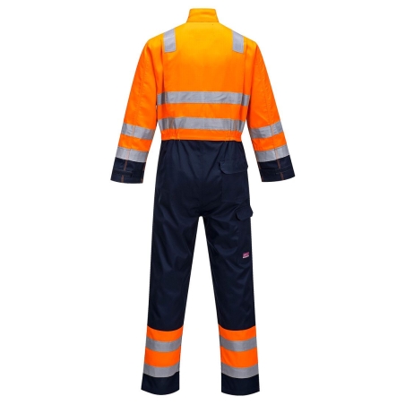 Combinaison haute visibilité multi-risques ignifugée antistatique Orange/marine – Portwest MV29