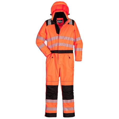 Combinaison de pluie haute visibilité classe 3 PW3 Orange/noir – Portwest PW355