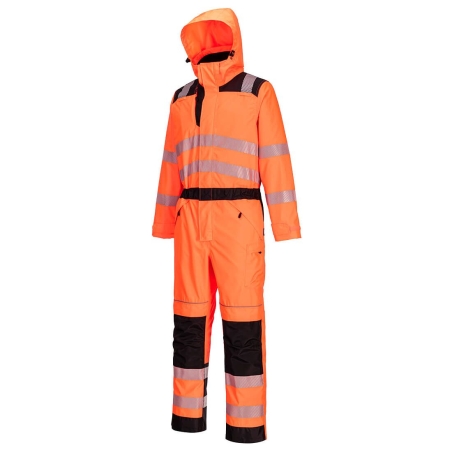Combinaison de pluie haute visibilité classe 3 PW3 Orange/noir – Portwest PW355
