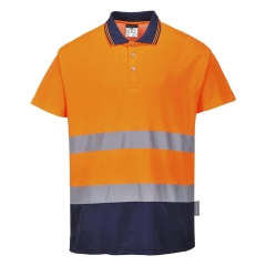 Polo haute visibilité bicolore coton classe 2 Orange/marine – Portwest S174