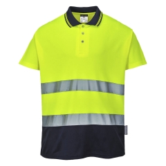 Polo haute visibilité bicolore coton classe 2 Jaune/marine – Portwest S174