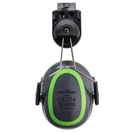 Casque anti-bruit sur casque haute visibilité SNR 22dB Gris/vert – Portwest PW75