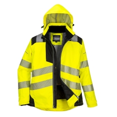 Parka d'hiver haute visibilité femme imperméable classe 2 Jaune/noir – Portwest PW382