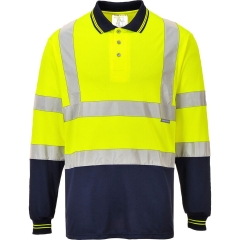 Polo bicolore manches longues haute visibilité classe 2 Jaune/marine – Portwest S279