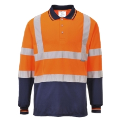 Polo bicolore manches longues haute visibilité classe 2 Orange/marine – Portwest S279