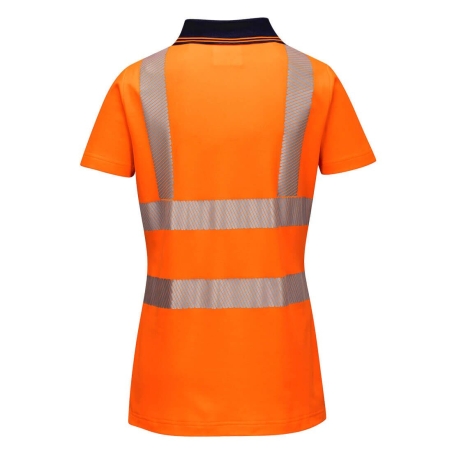Polo femme haute visibilité bande HiVisTex Pro classe 2 Orange/noir – Portwest LW72