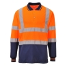 Polo bicolore manches longues haute visibilité classe 2 Orange/marine – Portwest S279